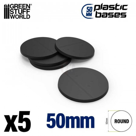 Plastové podstavce, okrúhle, čierne - 50 mm (5 ks)